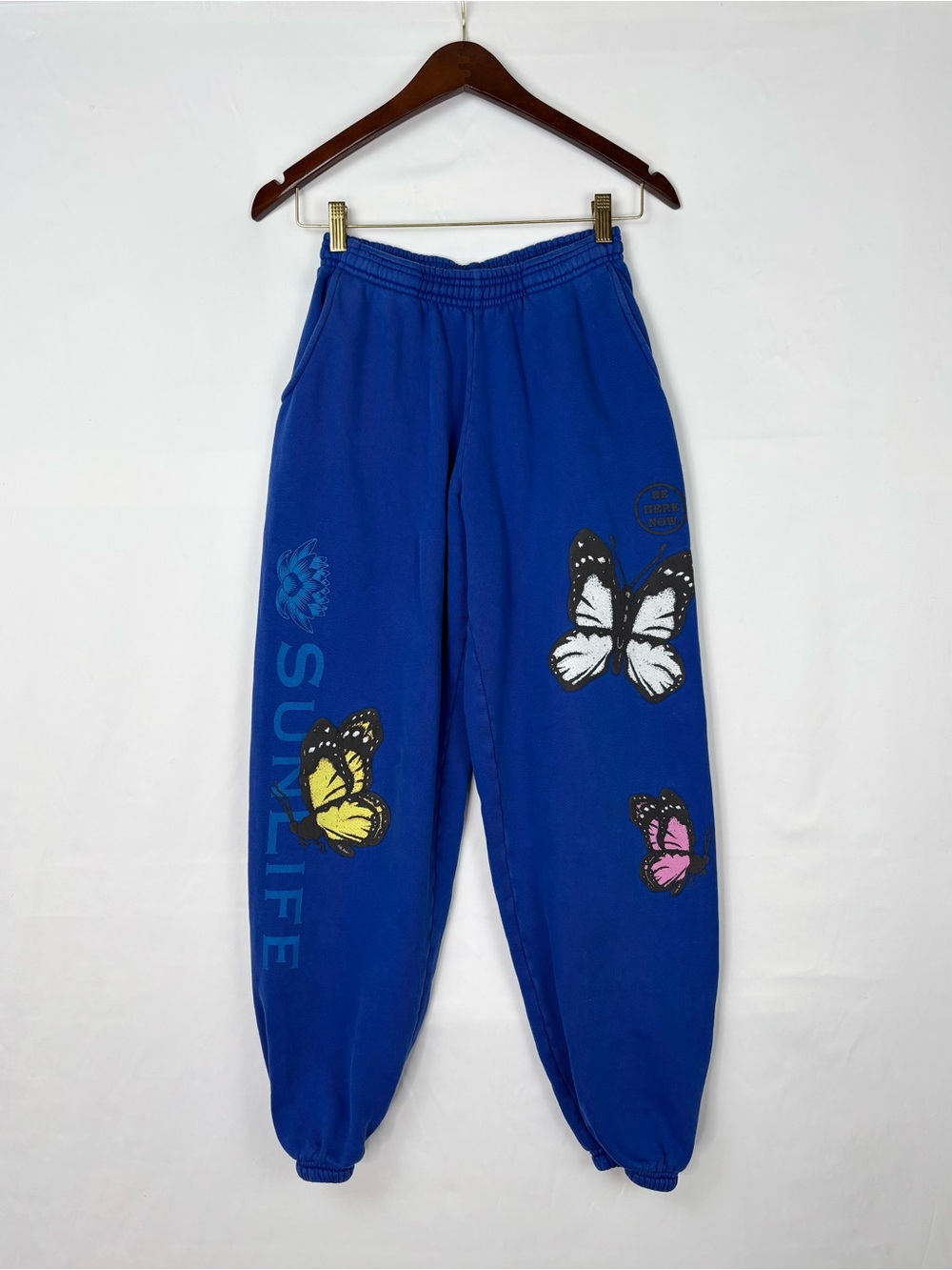 Sunlife Organics Butterfly Sweatpants Blue Size XS Joggers USA Hand Sewn Unisex
